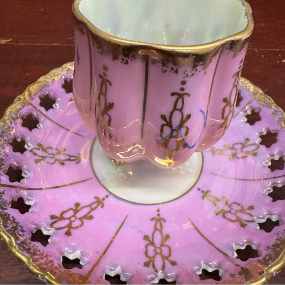 Enesco Tea China Cup & Saucer Japan Pink Gold Vintage - Picture 5 of 16